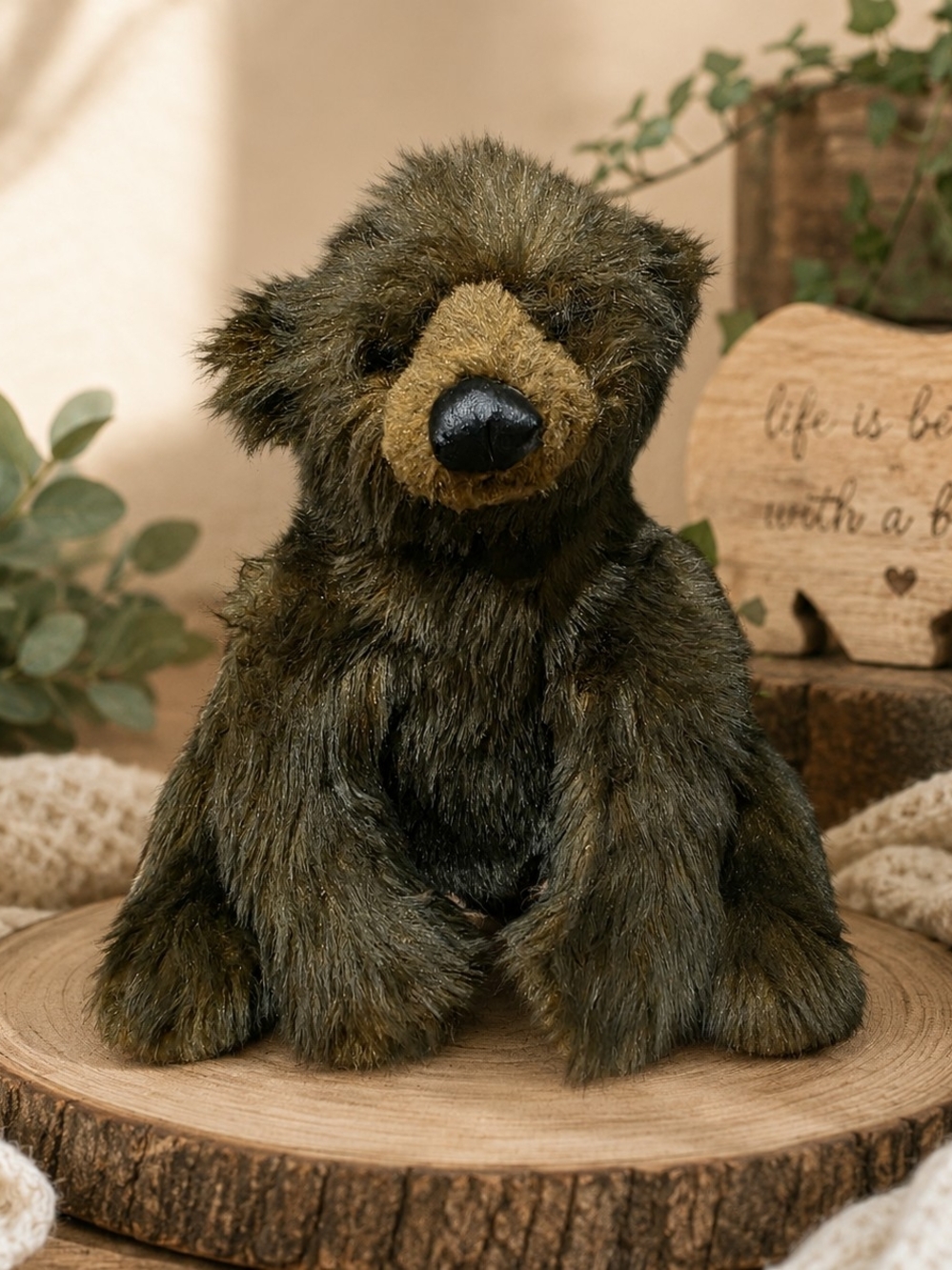 Vintage Aurora World INC Scruffy Brown BEAR EUC Plush Stuffed Animal 10"